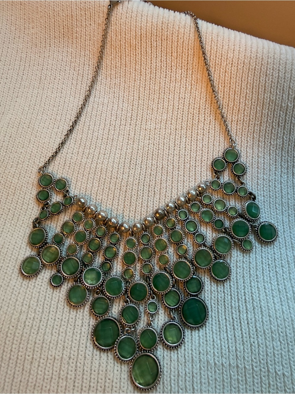 Lucky Brand Green Multi-Drop Bib Necklace